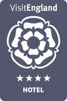 VisitEngland logo with a white rose and four stars, labelled "Hotel."