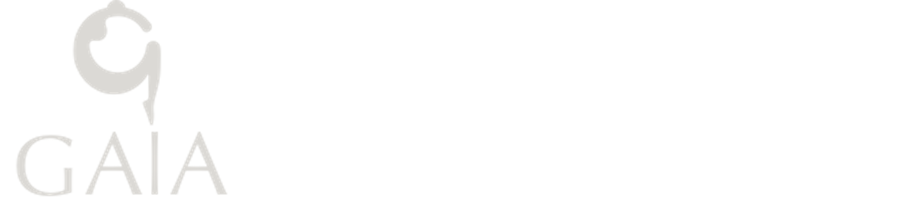 Logo with a stylized "G" above the word "GAIA" in light grey on a black background.
