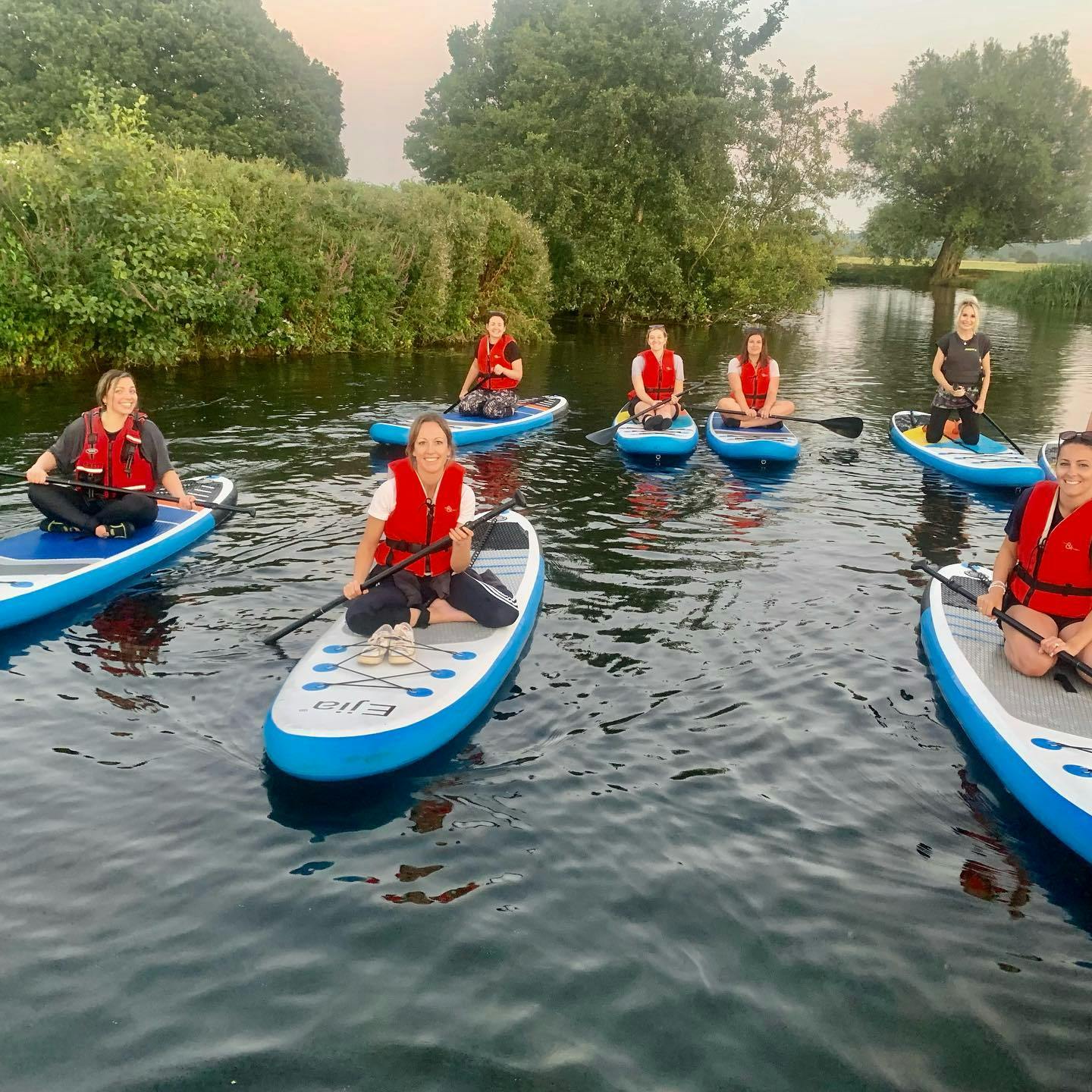A group on paddleboards